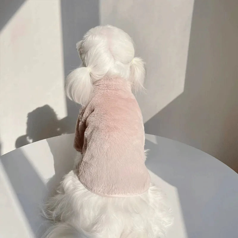 Pet autumn and winter thick rabbit fur long sleeve korean ins jacket maltese warm cotton jacket dog cat pet clothes