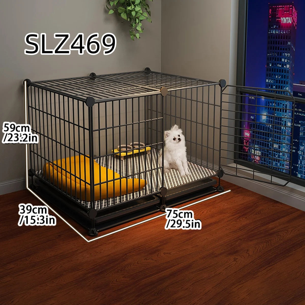 Dog Cage for Small Dogs Like Pomeranian, Teddy, Bichon, Pet Warm Winter Kennel for Medium-Sized Dogs with Separate Toilet Area