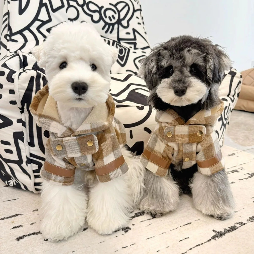 Pet Autumn and Winter Hooded Woolen Coat Dog Autumn and Winter Warm and Thick Teddy Autumn and Winter Coat Puppy Clothes
