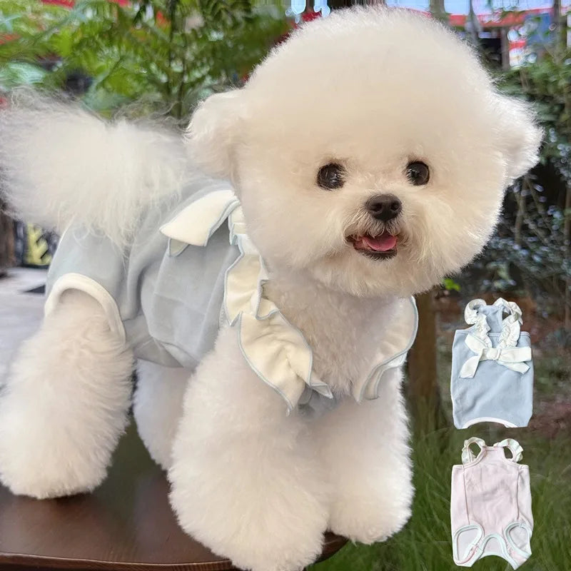 Teddy Four-Legged Neuter Suit Pet Autumn Vest Puppy Belly Protection Sleepwear Solid Colour Dog Clothes