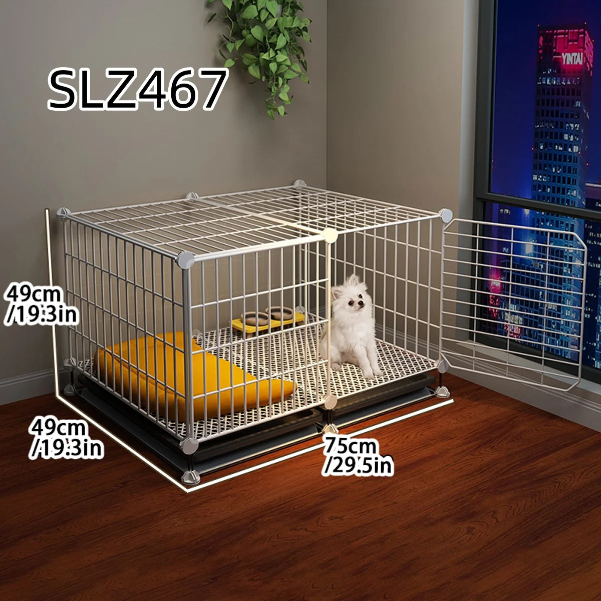 Dog Cage for Small Dogs Like Pomeranian, Teddy, Bichon, Pet Warm Winter Kennel for Medium-Sized Dogs with Separate Toilet Area