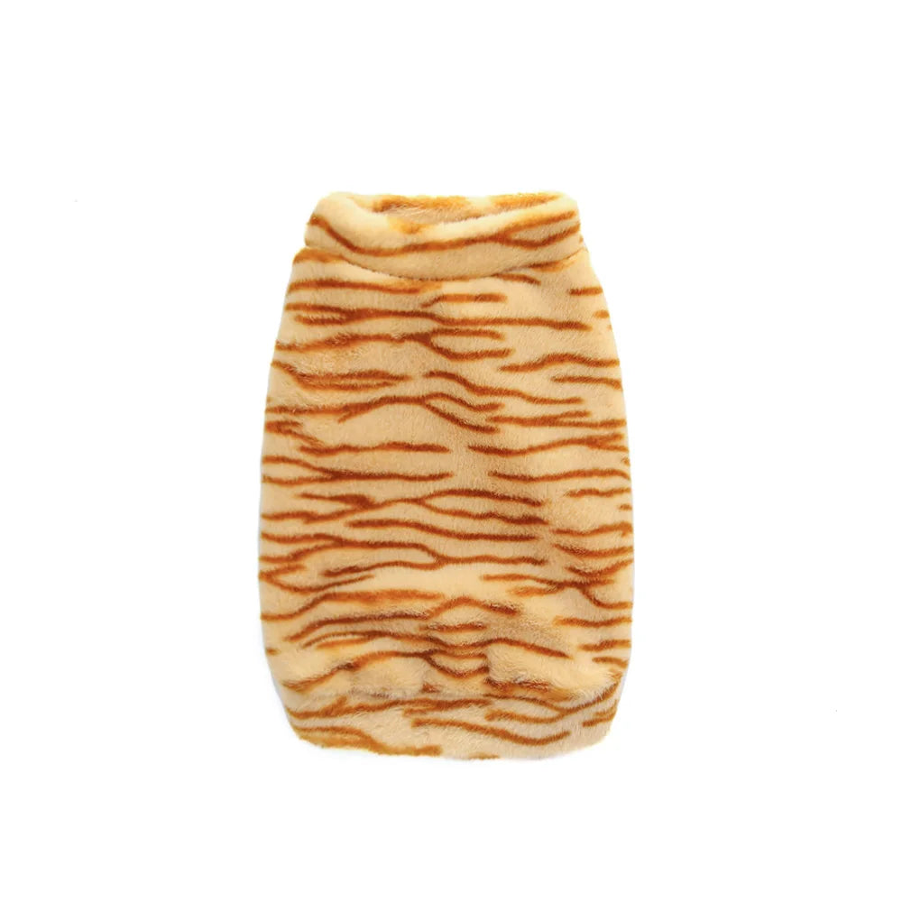 Pet autumn and winter warm hoodie with leopard print and plush dog clothing