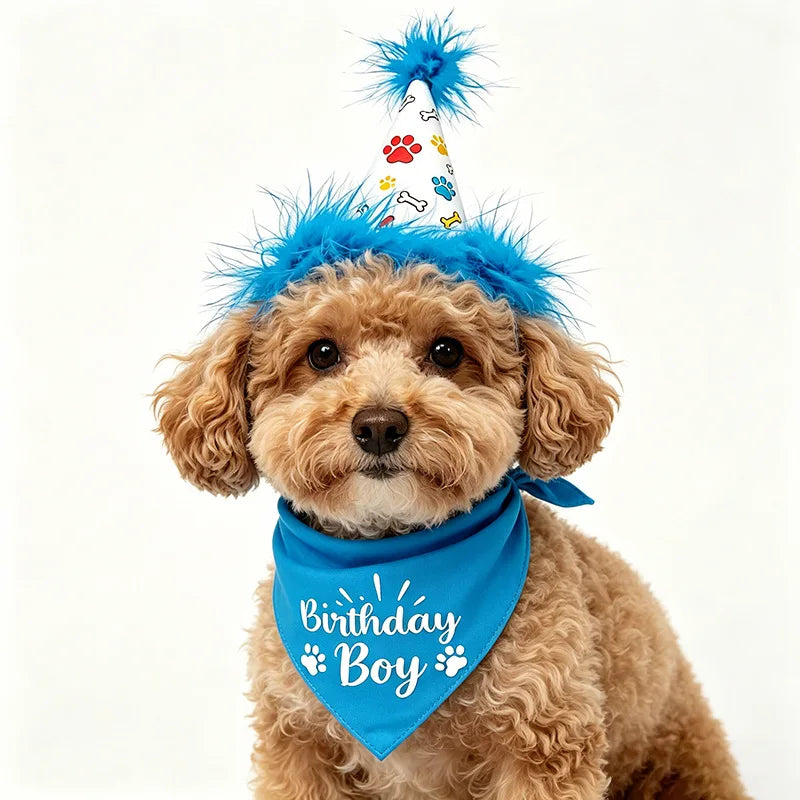 Dog Birthday Party Set Bandana Skirt Hat Bowtie Balloon Puppy Birth Celebrating Pet Products Supplies Puppy Cats Party Wholesale