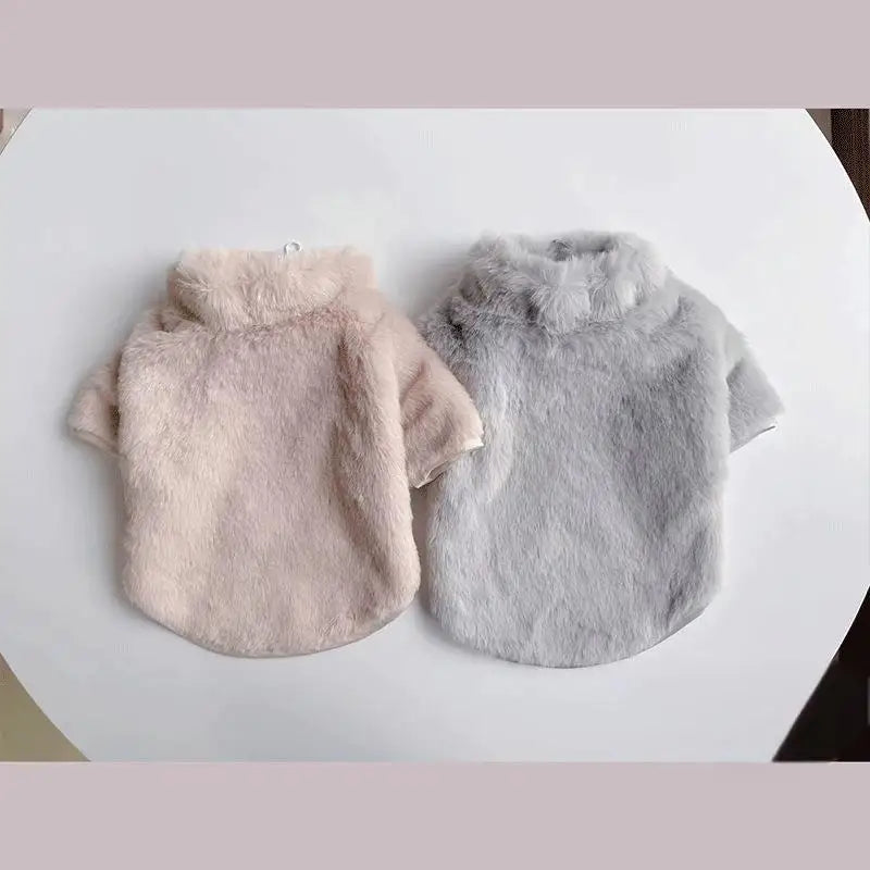 Pet autumn and winter thick rabbit fur long sleeve korean ins jacket maltese warm cotton jacket dog cat pet clothes