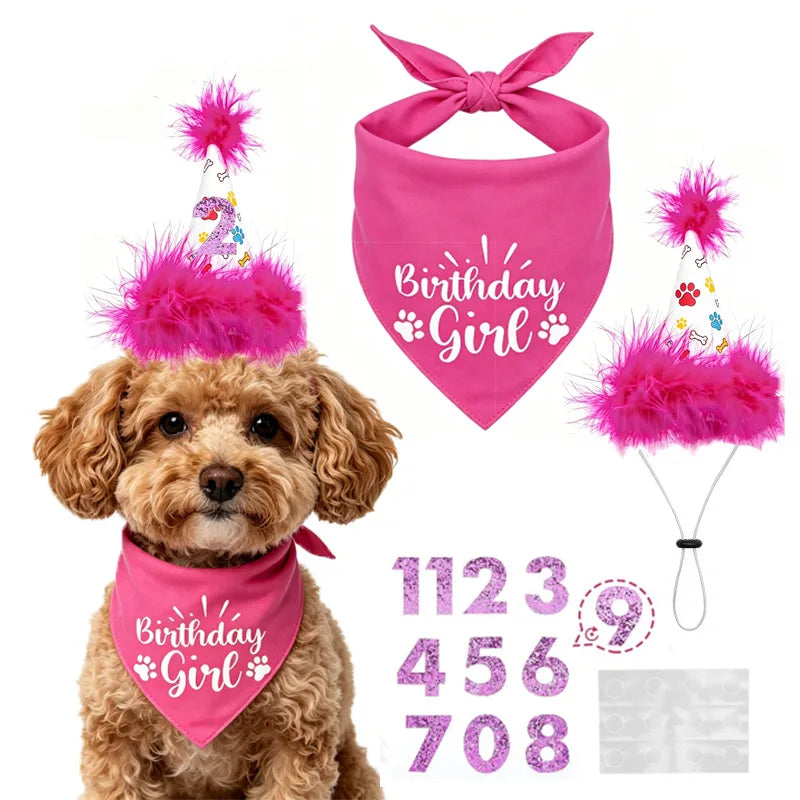 Dog Birthday Party Set Bandana Skirt Hat Bowtie Balloon Puppy Birth Celebrating Pet Products Supplies Puppy Cats Party Wholesale