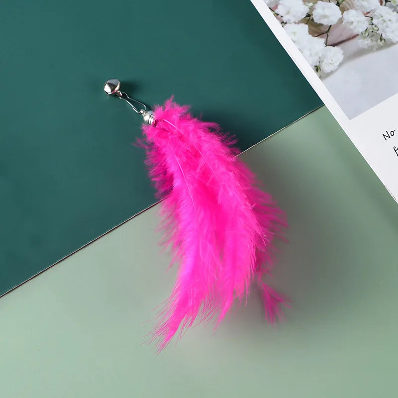 Cat Toys Funny Cat Toys Interactive Replacement Head Feather Cats Toy Steel Wire Toys for Cats Bitt Stick Ball Toy Pet Products