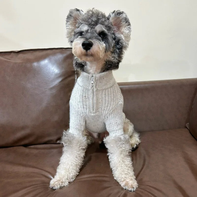 Pet Autumn and Winter High Neck Sweater Schnauzer Cat Base Sweater Thick Warm Dog Clothes for Small Dogs Puppy Clothes