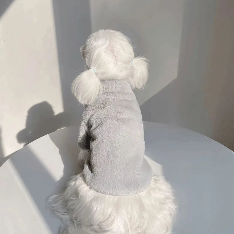 Pet autumn and winter thick rabbit fur long sleeve korean ins jacket maltese warm cotton jacket dog cat pet clothes