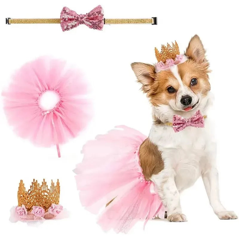 Dog Birthday Party Set Bandana Skirt Hat Bowtie Balloon Puppy Birth Celebrating Pet Products Supplies Puppy Cats Party Wholesale