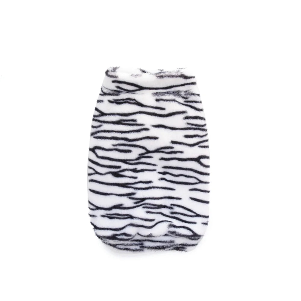 Pet autumn and winter warm hoodie with leopard print and plush dog clothing