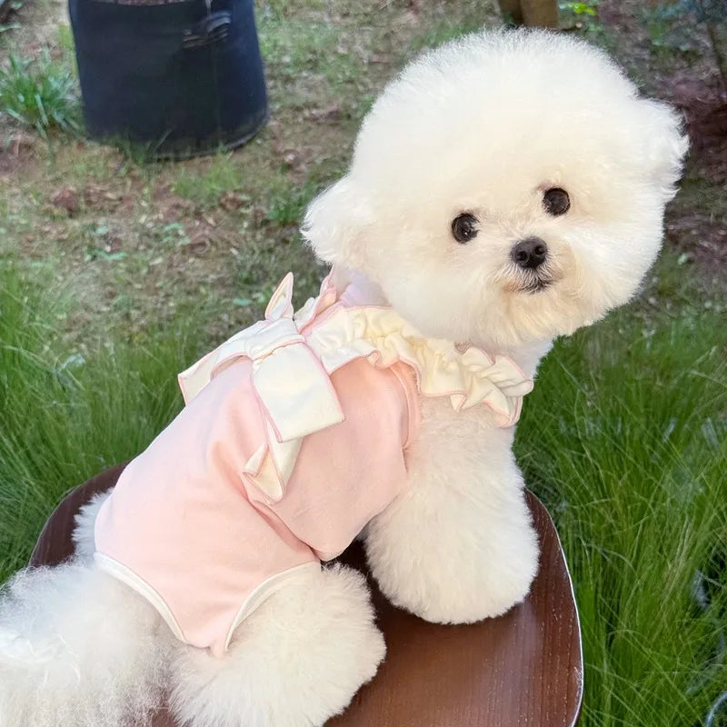 Teddy Four-Legged Neuter Suit Pet Autumn Vest Puppy Belly Protection Sleepwear Solid Colour Dog Clothes