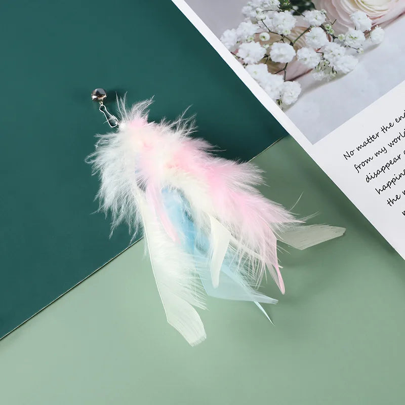 Cat Toys Funny Cat Toys Interactive Replacement Head Feather Cats Toy Steel Wire Toys for Cats Bitt Stick Ball Toy Pet Products