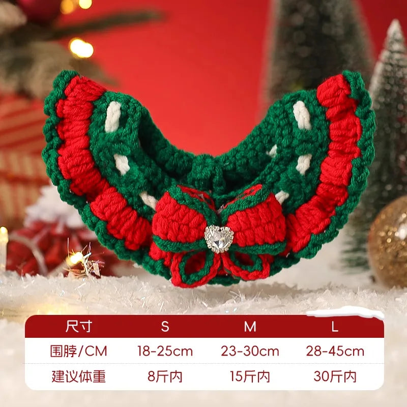 Pet Autumn and Winter Pet Scarf Cute Bow Collar Cat Accessories Bib Cat Hat Dog Scarf Christmas Dog Accessories for Small Dogs