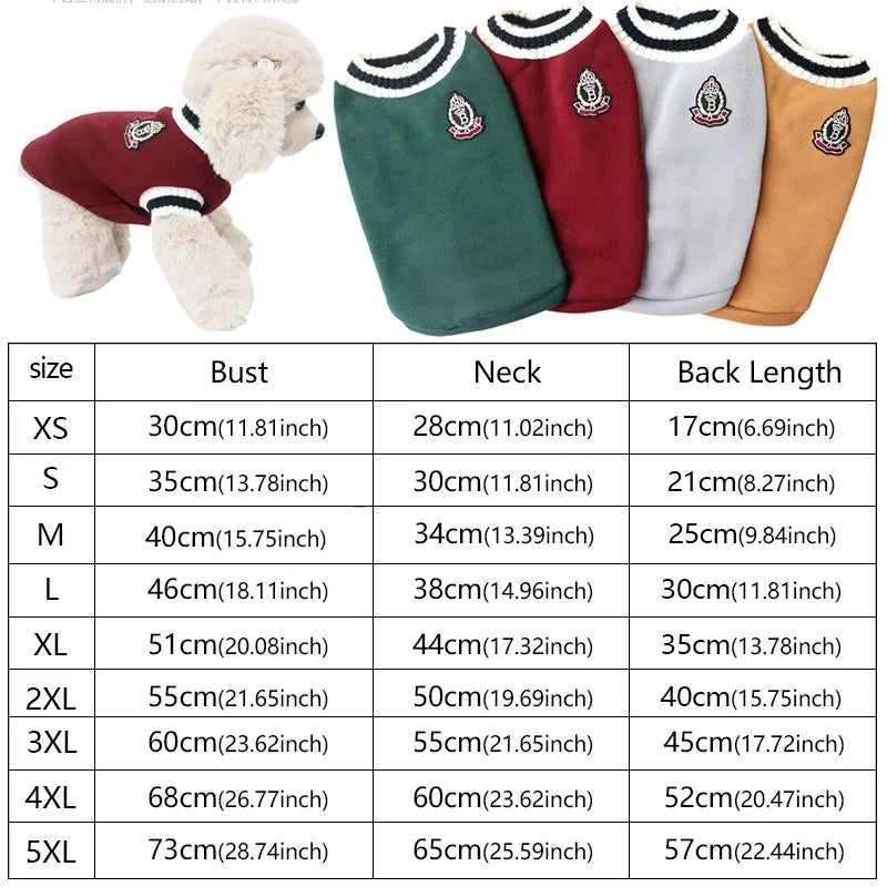 Autumn and winter knitted vest V-neck college style pet clothes vest Teddy Winter Warm Pet Sweater College Style Puppy Knitwear