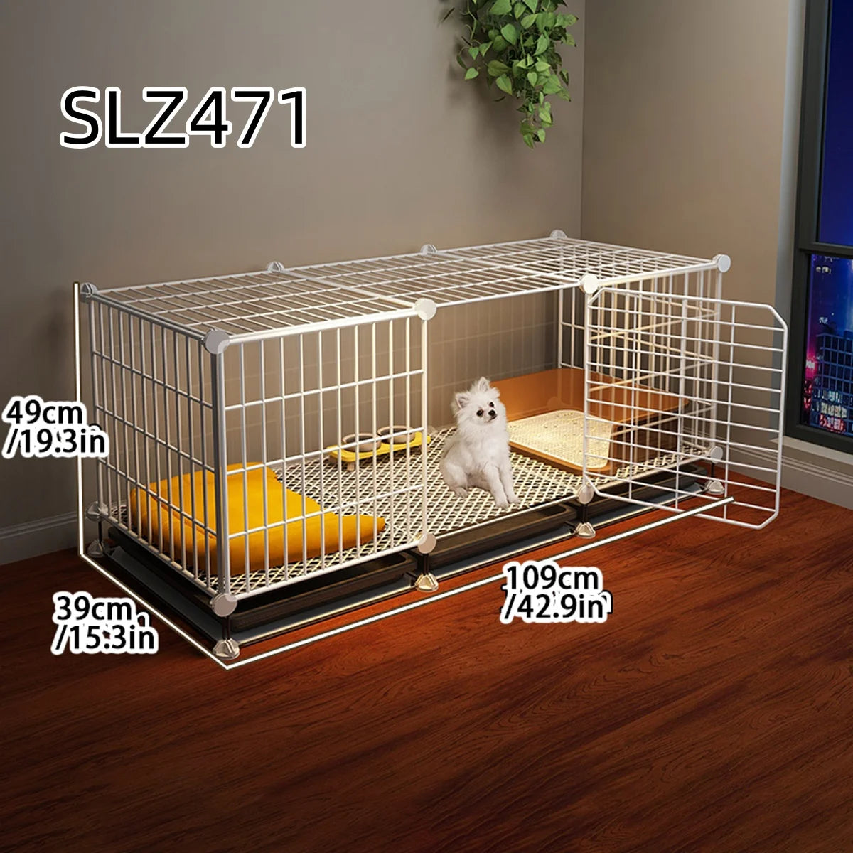 Dog Cage for Small Dogs Like Pomeranian, Teddy, Bichon, Pet Warm Winter Kennel for Medium-Sized Dogs with Separate Toilet Area