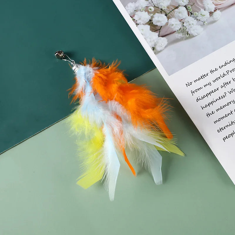 Cat Toys Funny Cat Toys Interactive Replacement Head Feather Cats Toy Steel Wire Toys for Cats Bitt Stick Ball Toy Pet Products