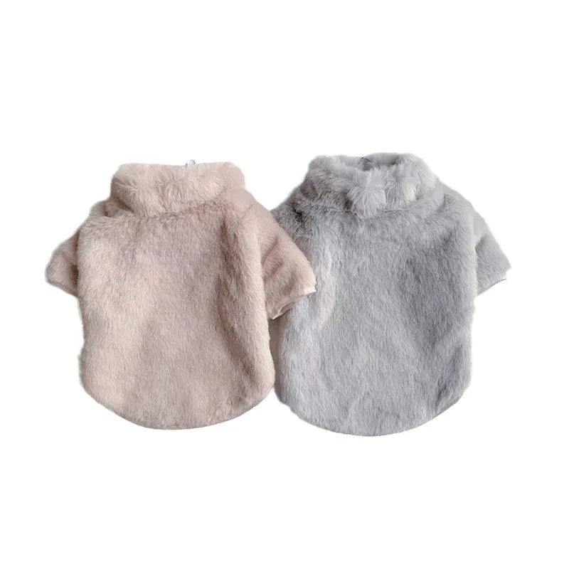 Pet autumn and winter thick rabbit fur long sleeve korean ins jacket maltese warm cotton jacket dog cat pet clothes